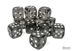 Translucent Smoke/white 16mm d6 Dice Block (12 dice) - CHX23608